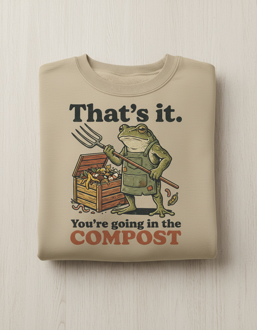 That's It You're Going In The Compost Frog Sweatshirt - Sand