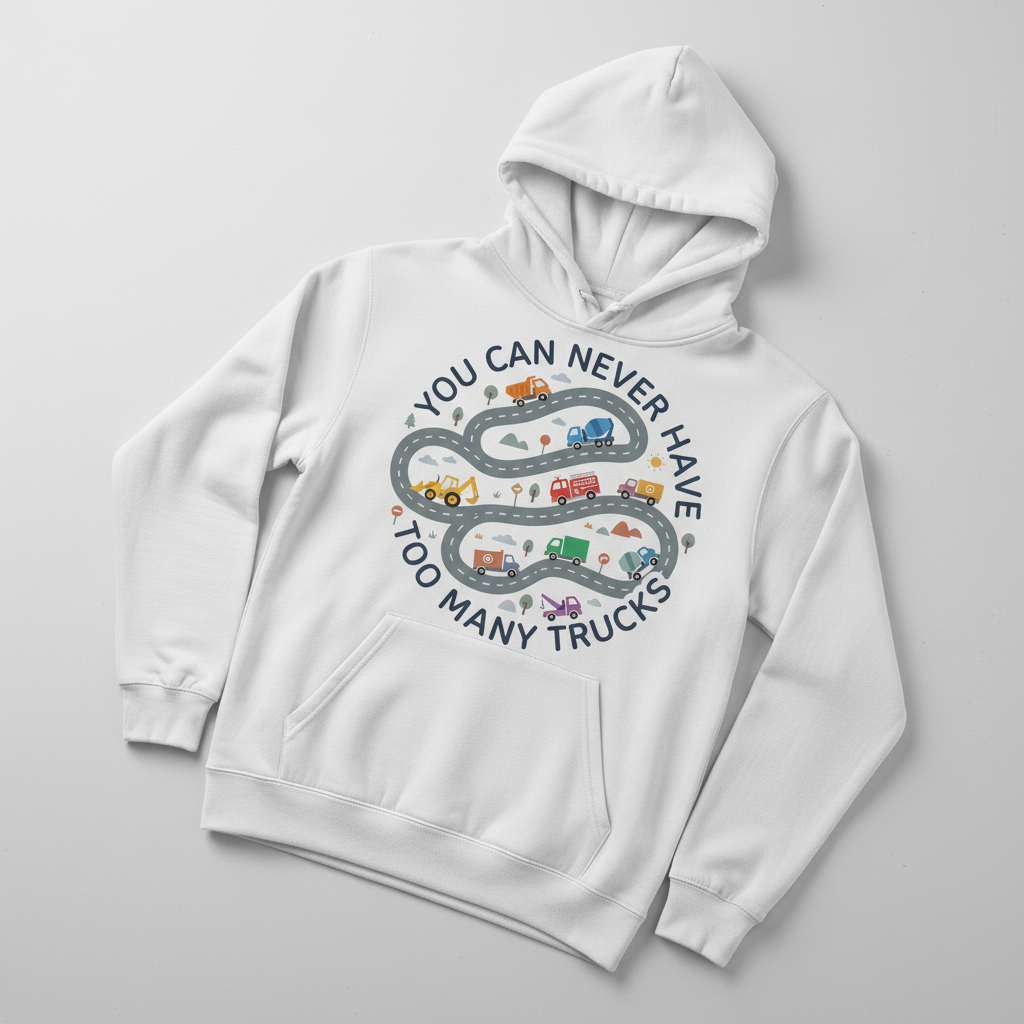 You Can Never Have Too Many Trucks Cartoon Design Hoodie - White