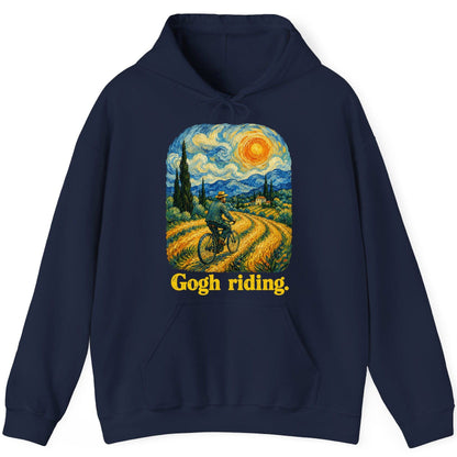 Gogh Riding van gogh parody Hoodie Navy product mockup
