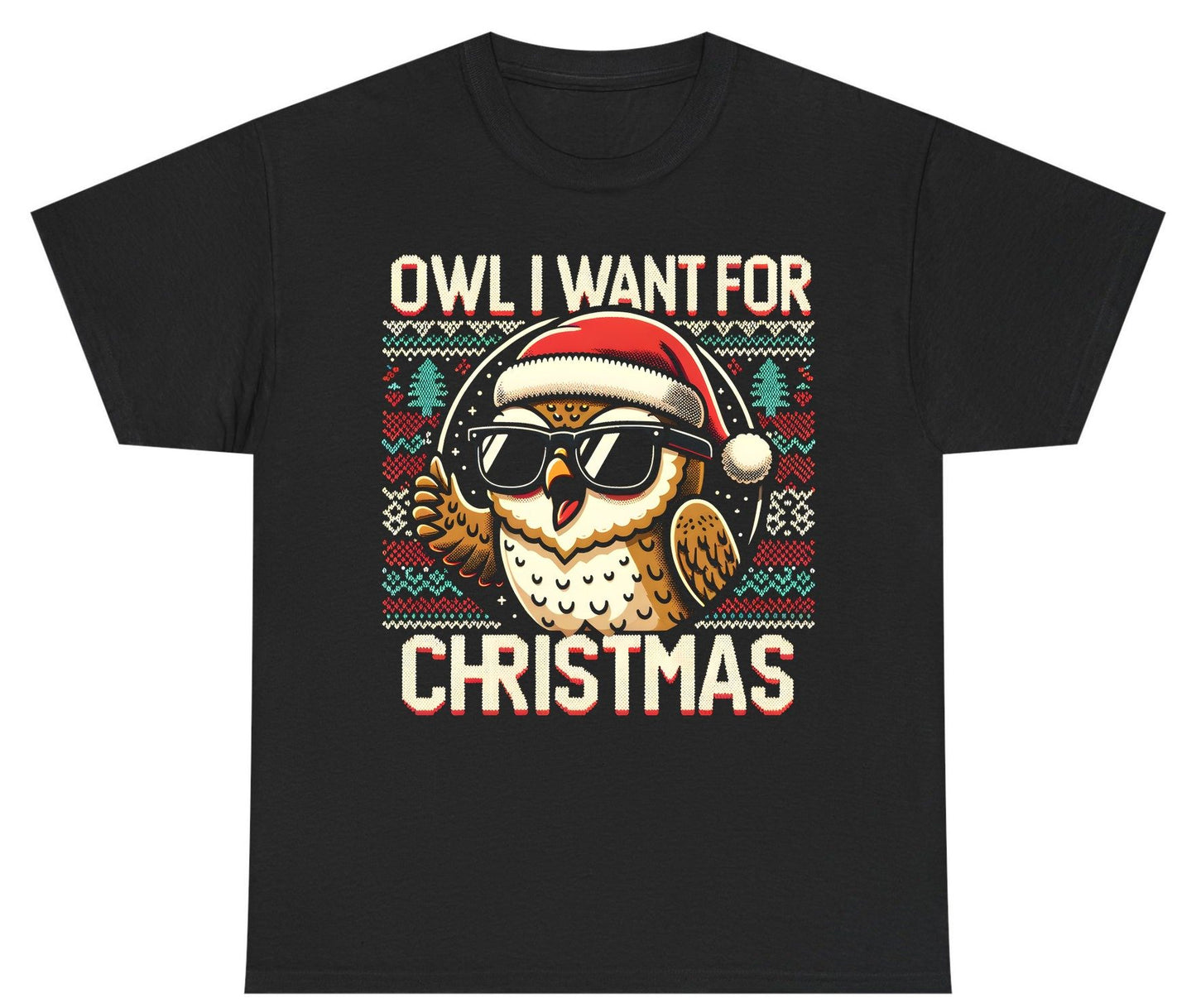 Owl I Want for Christmas Christmas owl Youth T-Shirt Black product mockup