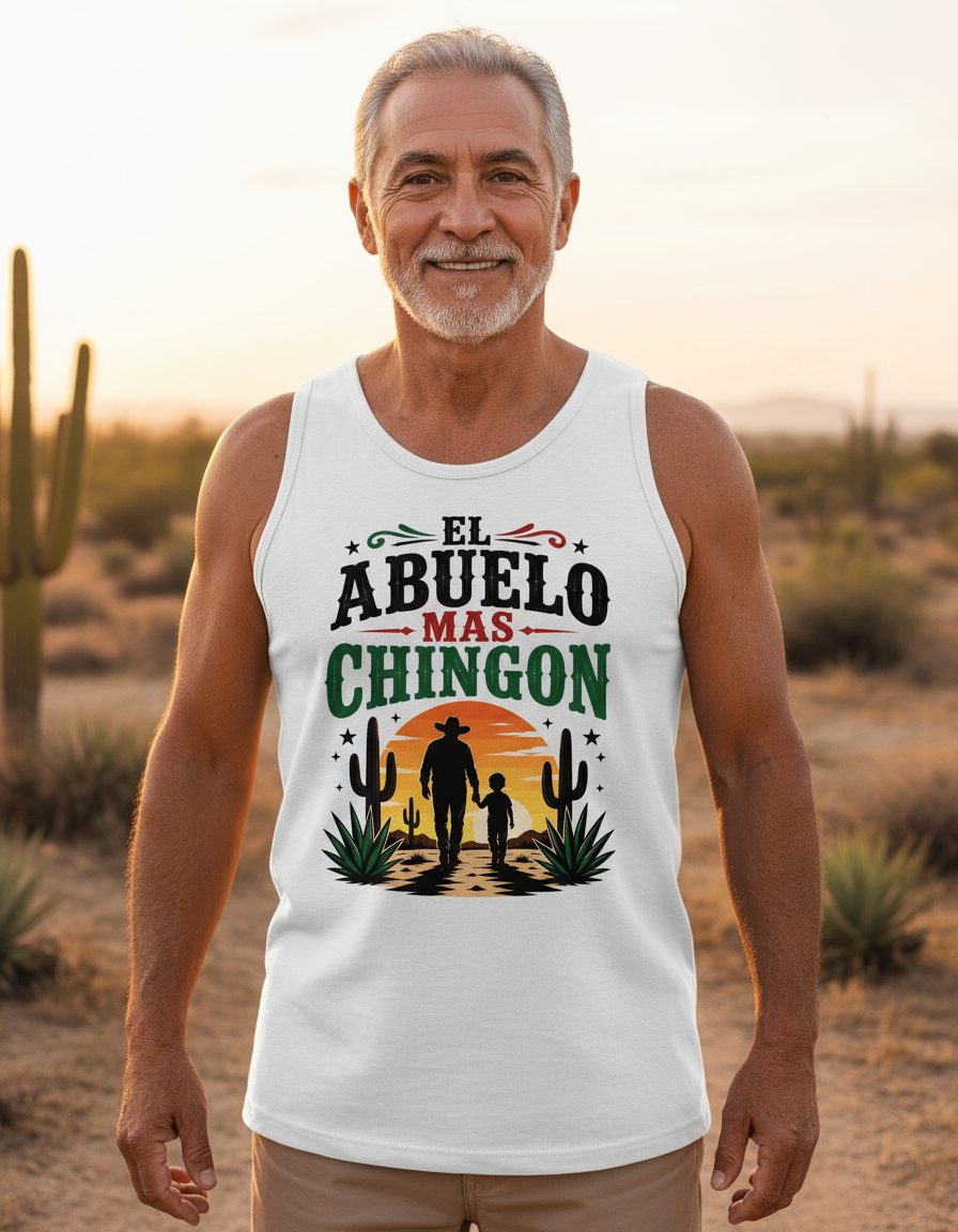 El Abuelo Mas Chingon grandfather and grandson Tank Top White lifestyle mockup