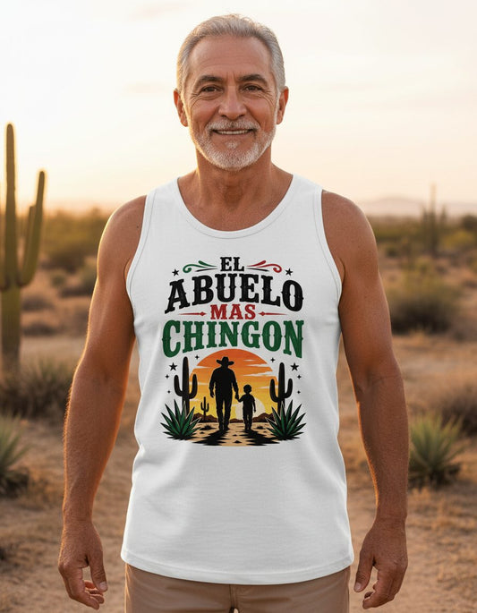 El Abuelo Mas Chingon grandfather and grandson Tank Top White lifestyle mockup
