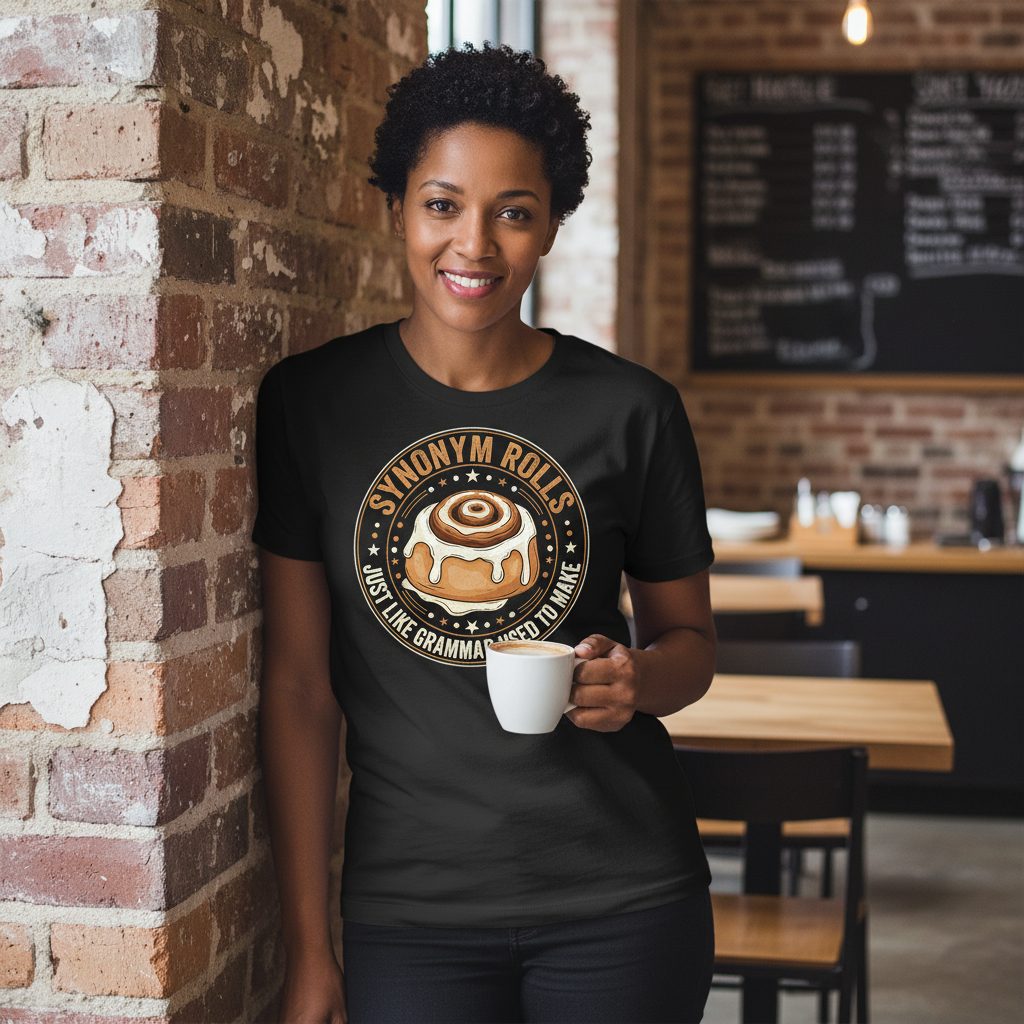 Synonym Rolls Just Like Grammar Used to Make grammar puns T-Shirt Black lifestyle mockup
