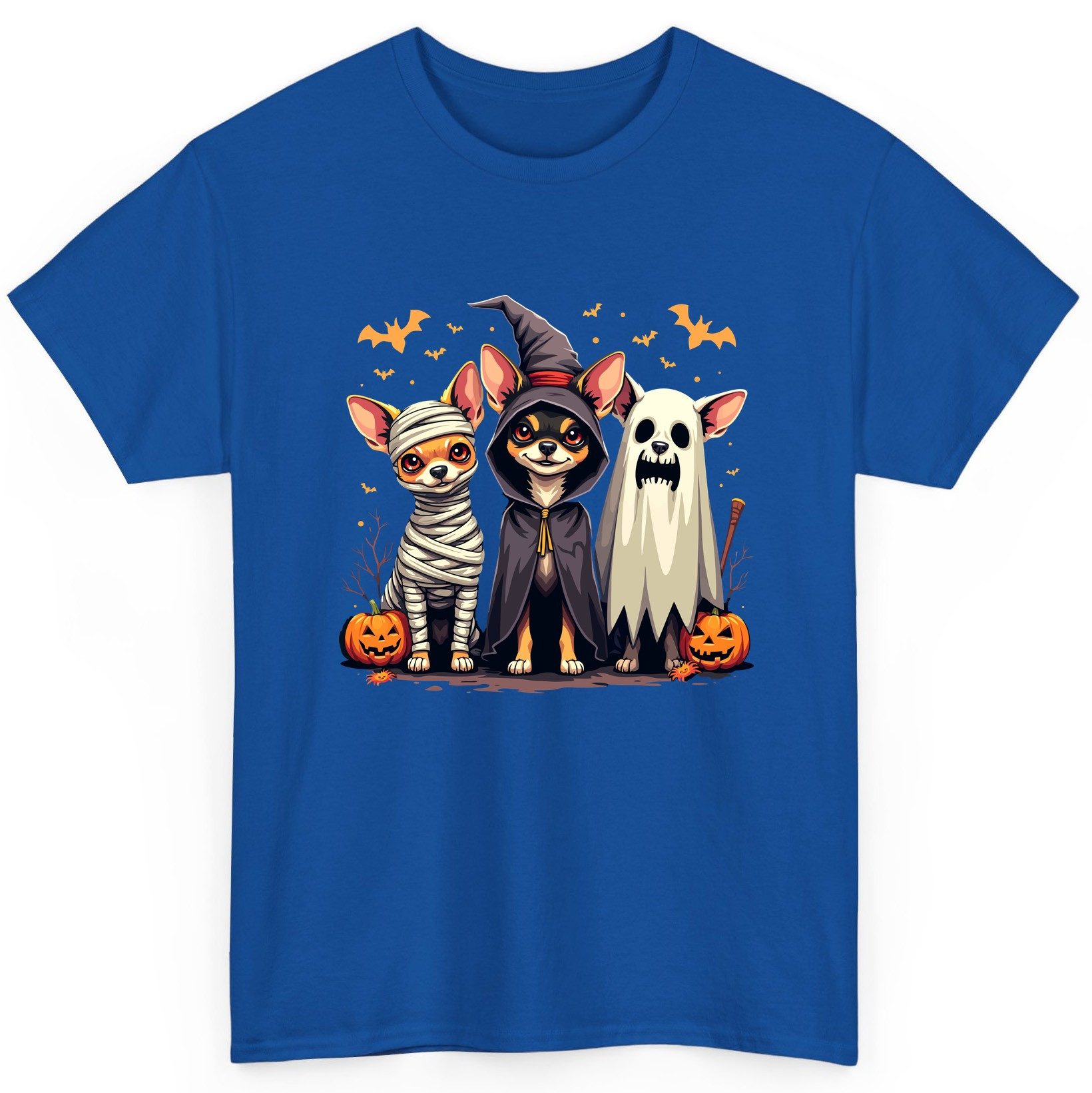 Chihuahua Halloween Costumes chihuahua dogs in Halloween costumes T-Shirt Royal product mockup