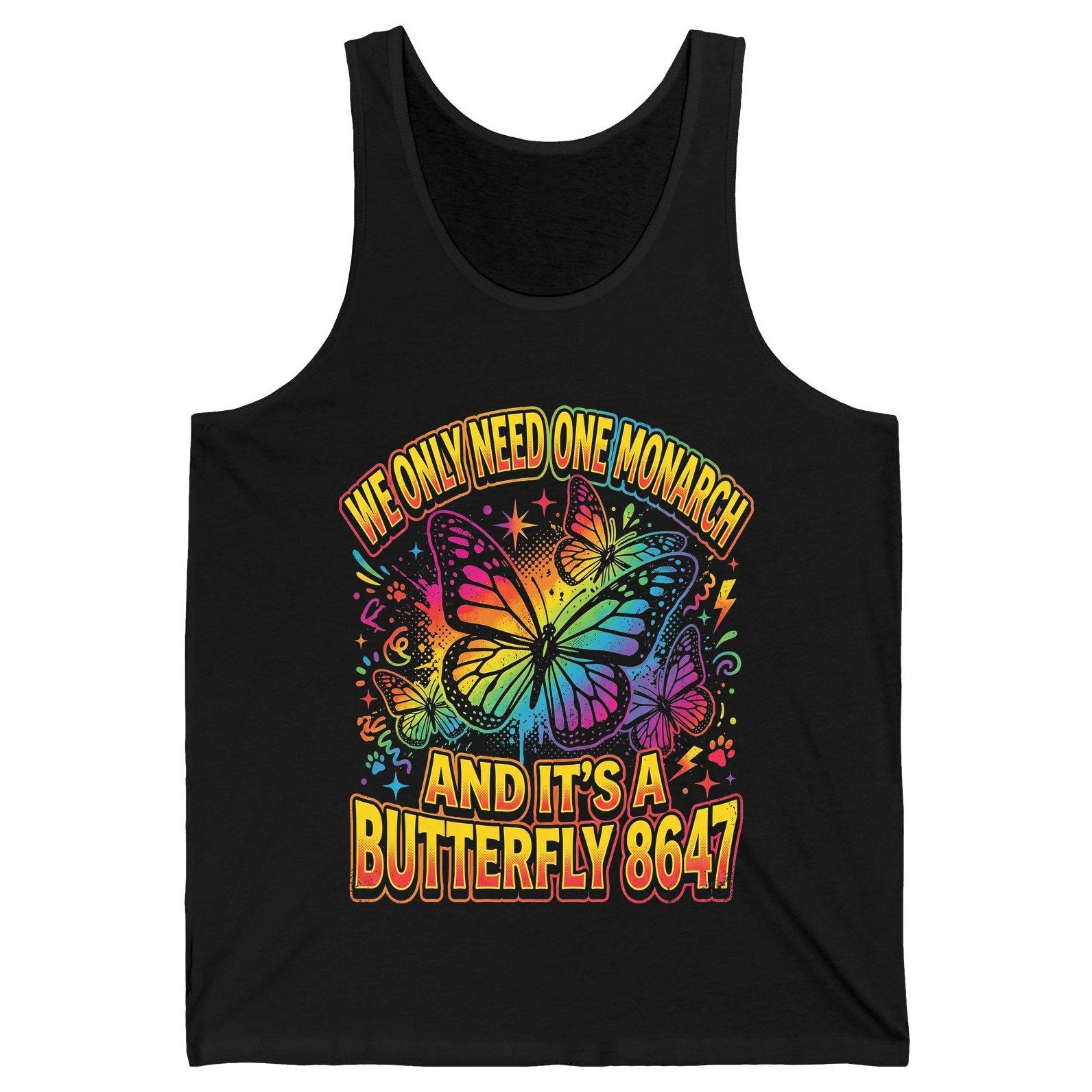 WE ONLY NEED ONE Monarch AND IT'S a Butterfly 8647 Tank Top - product mockup - Black