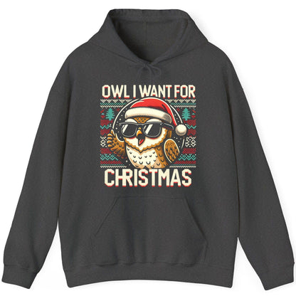Owl I Want for Christmas Christmas owl Hoodie Dark Heather product mockup