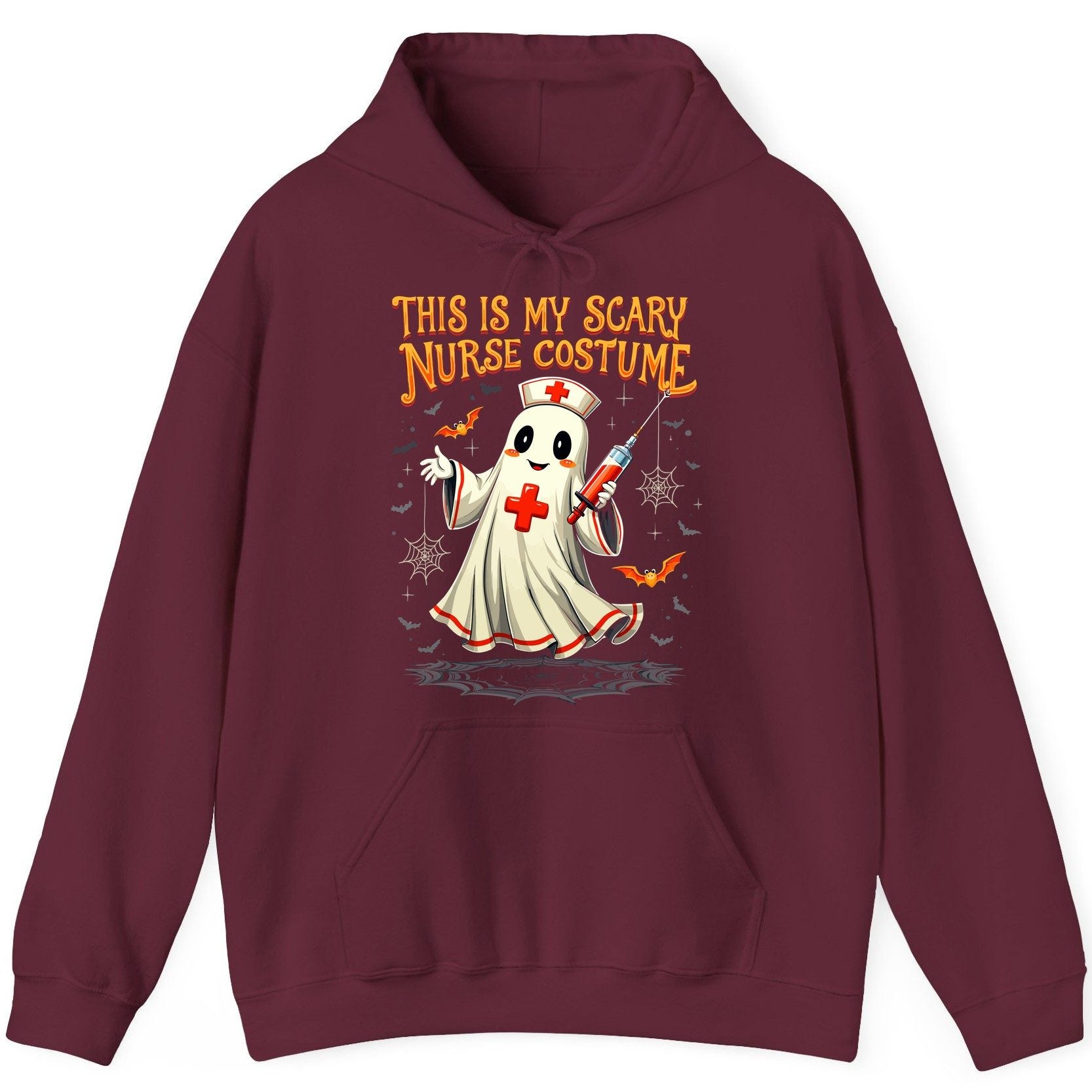 This Is My Scary Nurse Costume Halloween ghost nurse Hoodie Maroon product mockup