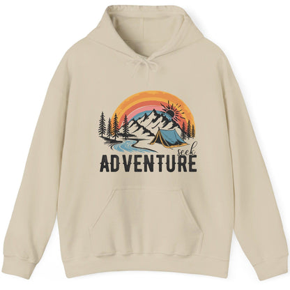 Seek Adventure camping Hoodie Sand product mockup