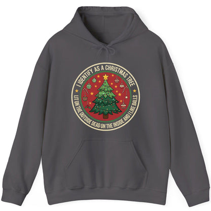I Identify as a Christmas Tree Lit on the Outside Dead on the Inside and I Like Balls funny Christmas Hoodie Charcoal product