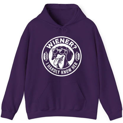 Wiener I Hardly Know Her dachshund Hoodie Purple product mockup