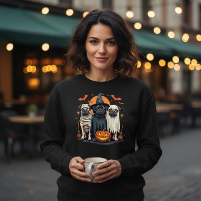 Halloween Pugs Costumes pugs Sweatshirt Black lifestyle mockup