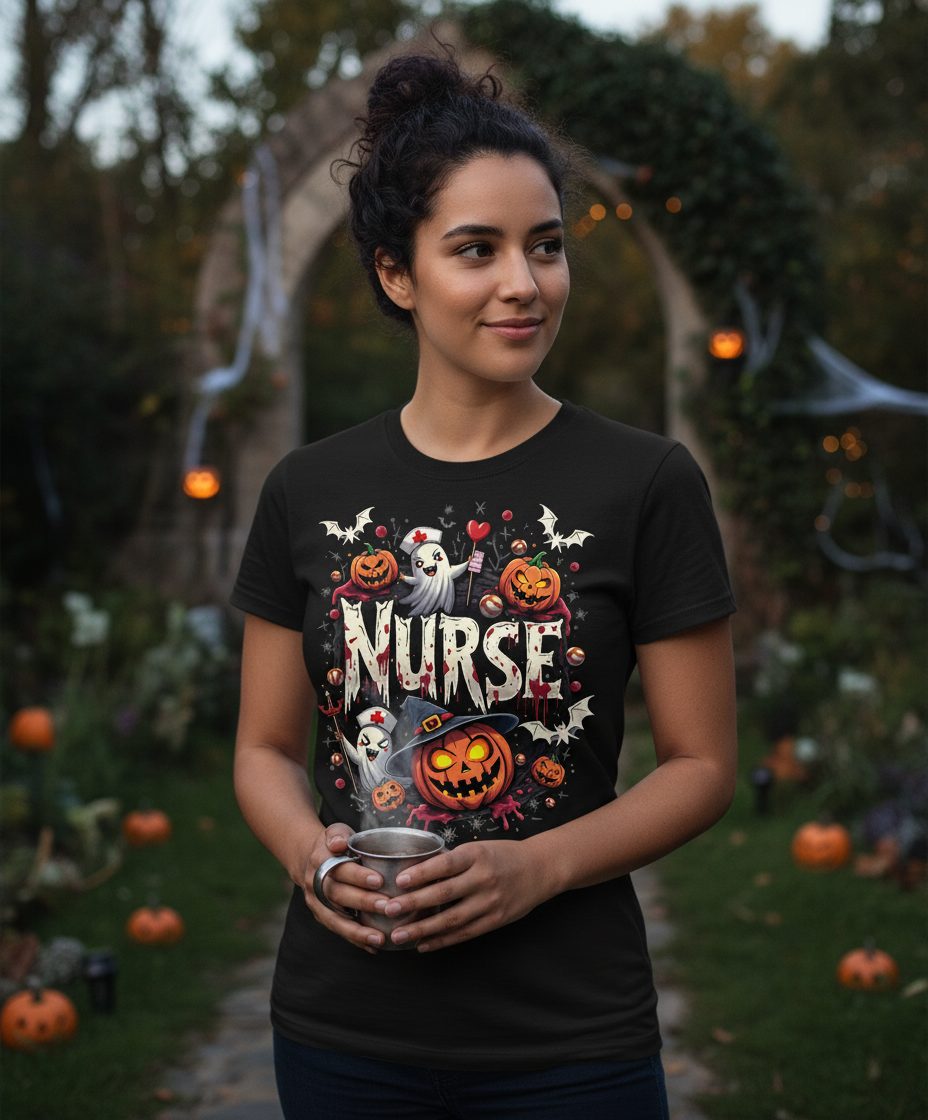 Nurse Halloween nurse T-Shirt Black lifestyle mockup