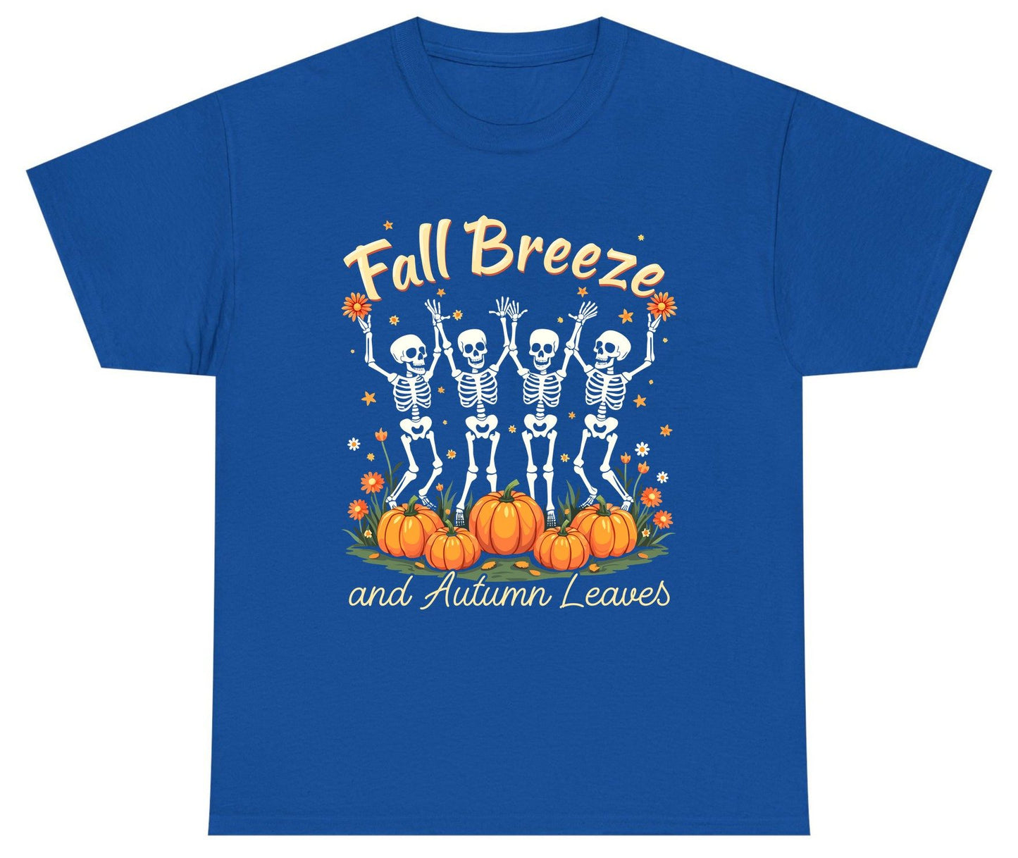 Fall Breeze and Autumn Leaves dancing skeletons Youth T-Shirt Royal product mockup