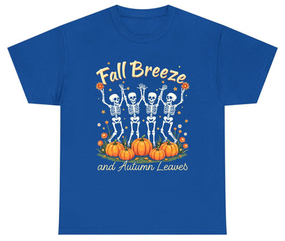 Fall Breeze and Autumn Leaves dancing skeletons Youth T-Shirt Royal product mockup