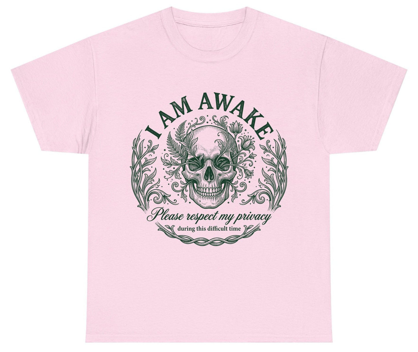 I Am Awake Please Respect My Privacy During This Difficult Time sarcastic skull Youth T-Shirt Light Pink product mockup