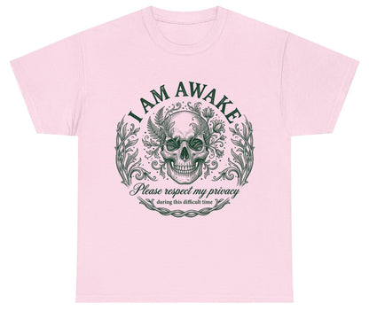 I Am Awake Please Respect My Privacy During This Difficult Time sarcastic skull Youth T-Shirt Light Pink product mockup