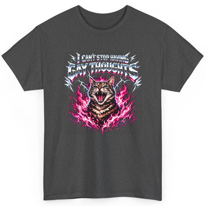 I Can't Stop Having Gay Thoughts cat T-Shirt Dark Heather product mockup