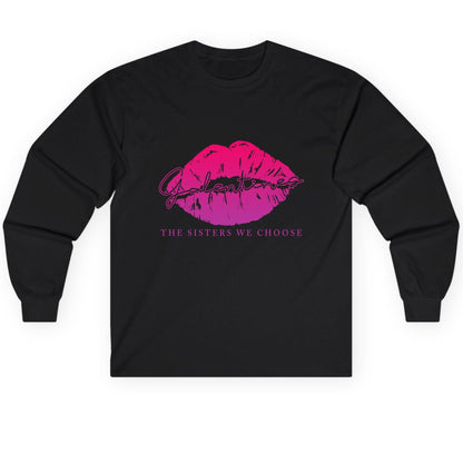 Galentines the Sisters We Choose galentine's day Long Sleeve Tee Black product mockup
