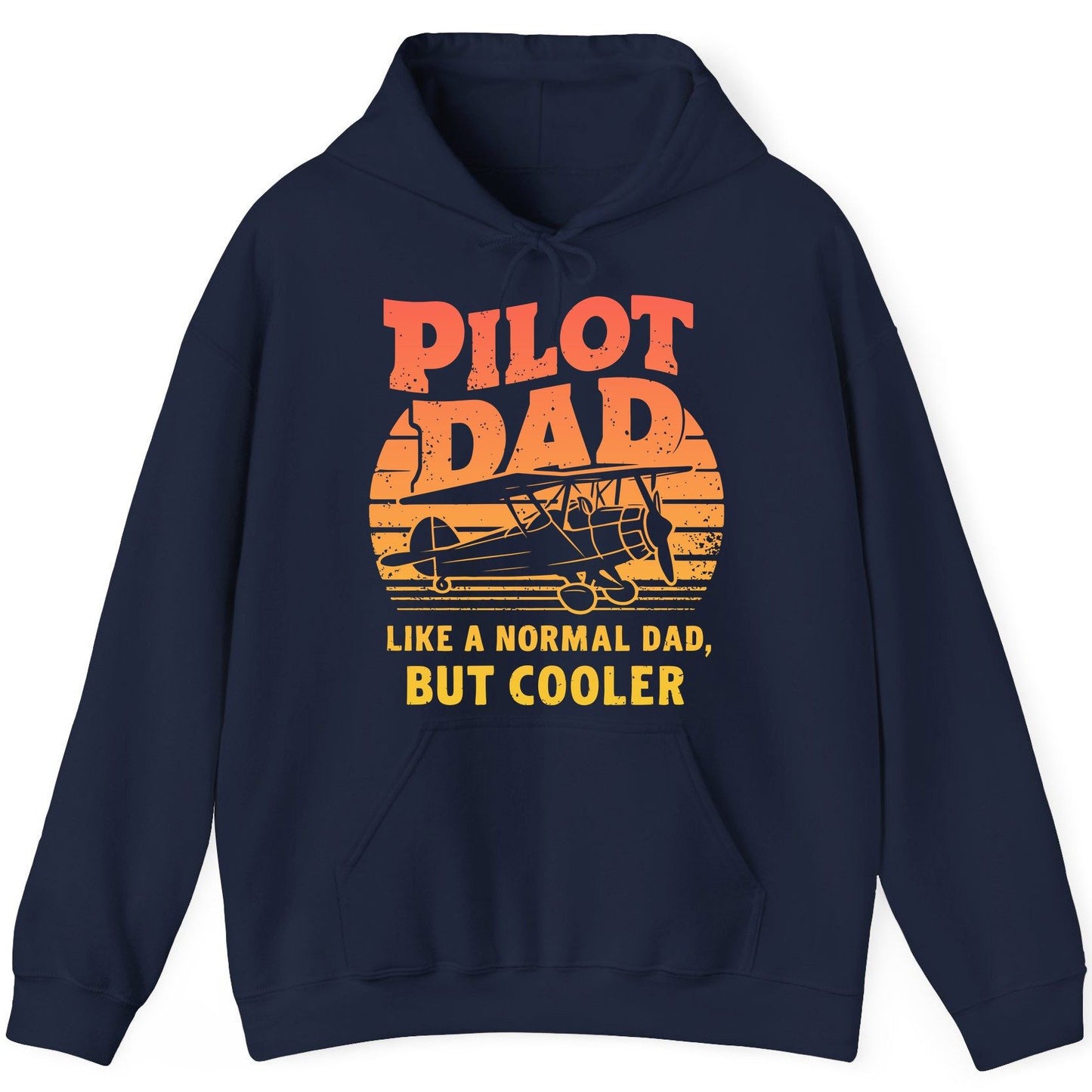 Pilot Dad Like a Normal Dad, but Cooler pilots Hoodie Navy product mockup
