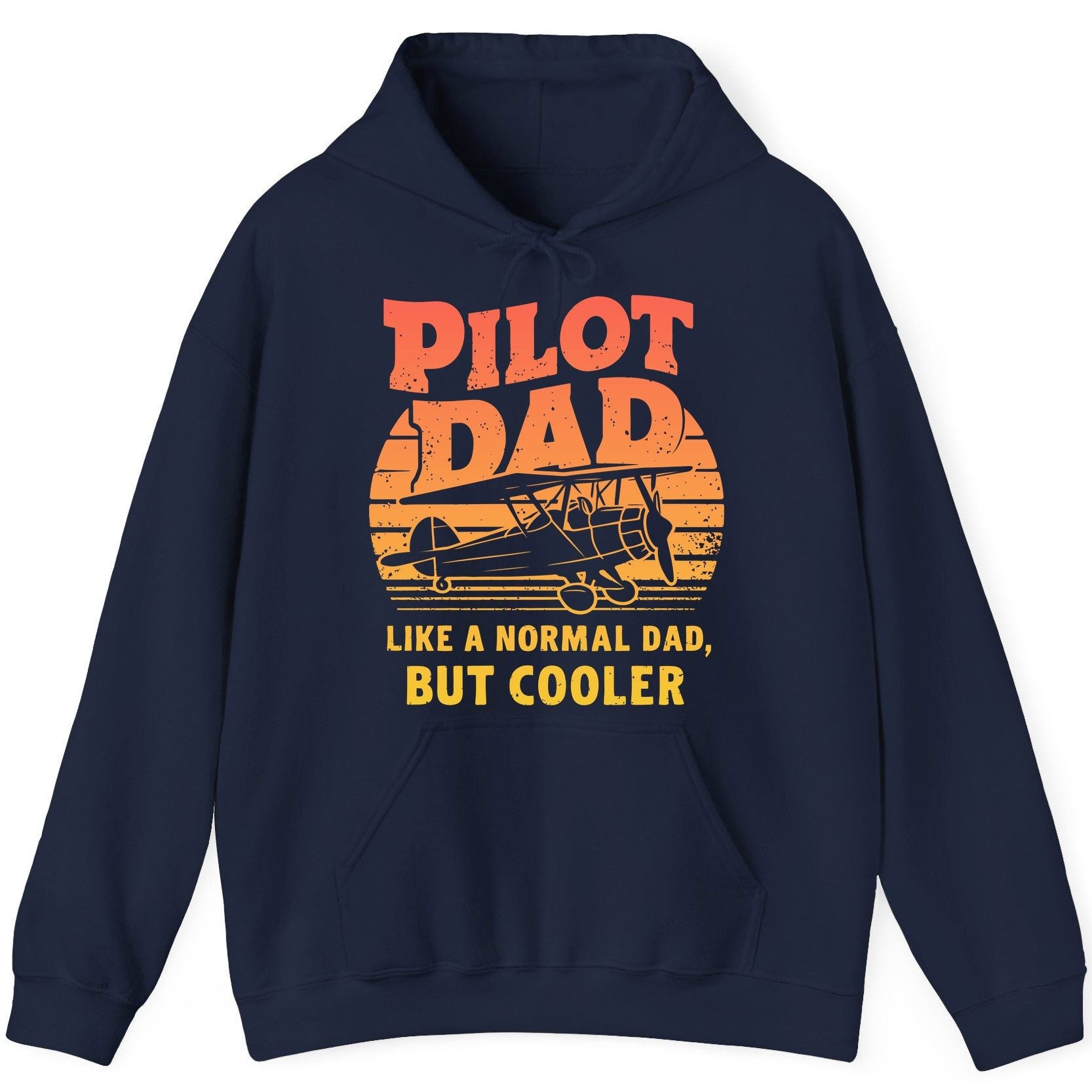 Pilot Dad Like a Normal Dad, but Cooler pilots Hoodie Navy product mockup