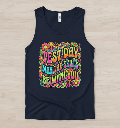 Test Day May The Skills Be With You Psychedelic Retro Design Tank Top - Navy