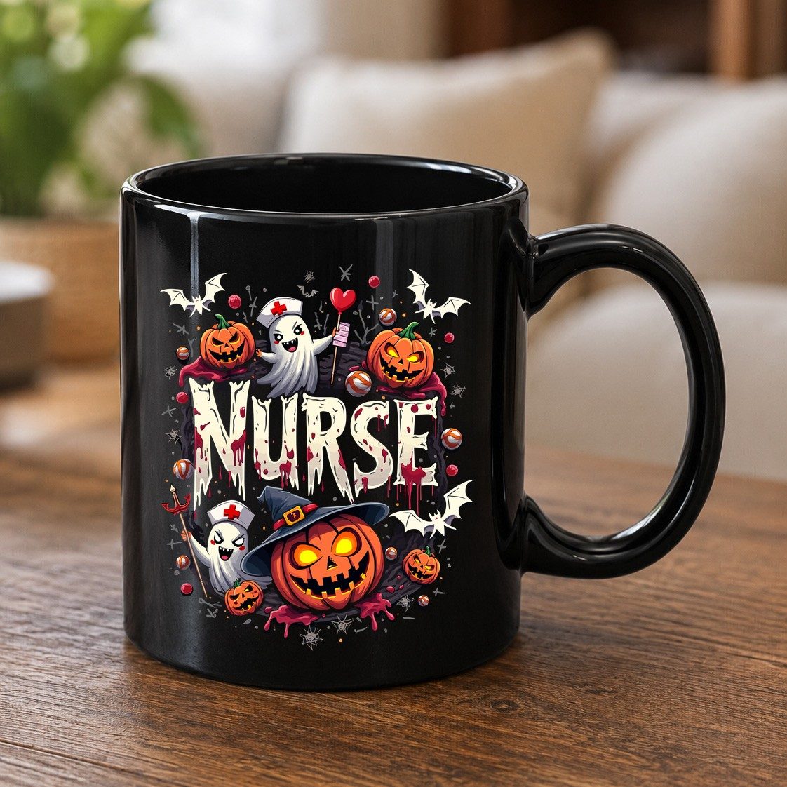 Nurse Halloween nurse Black Mug Black product mockup
