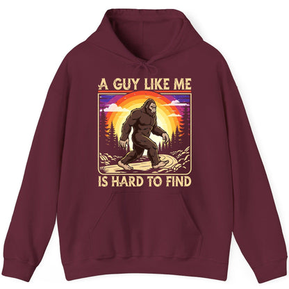 A Guy Like Me Is Hard to Find bigfoot Hoodie Maroon product mockup