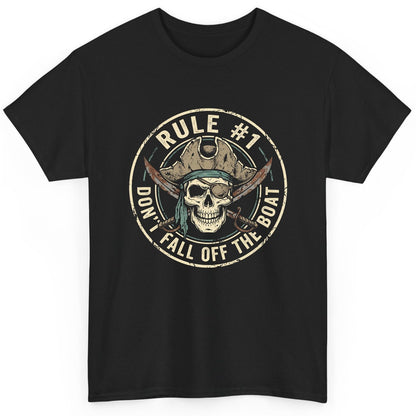 Rule 1 Don't Fall Off the Boat pirate T-Shirt Black product mockup