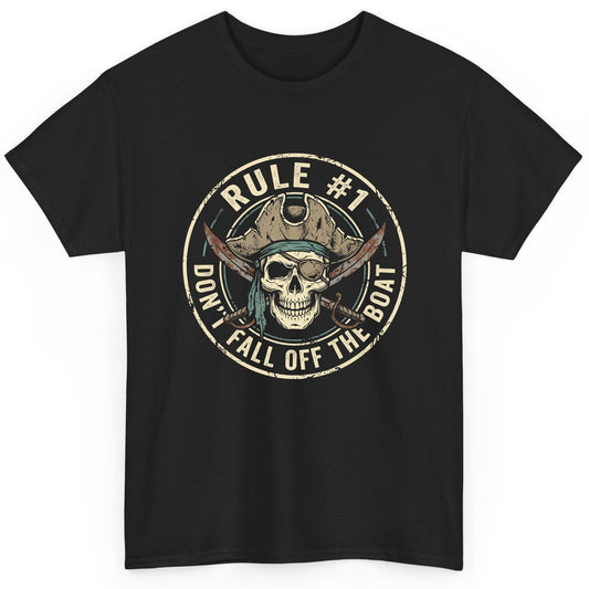 Rule 1 Don't Fall Off the Boat pirate T-Shirt Black product mockup