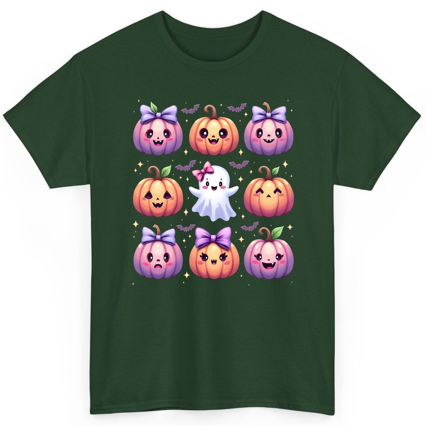 Kawaii Halloween Pumpkins kawaii Halloween T-Shirt Forest Green product mockup