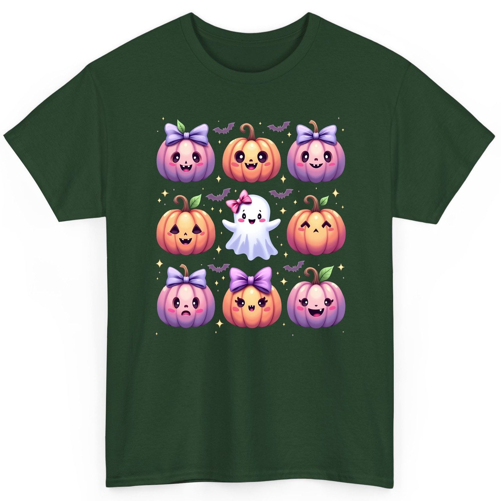 Kawaii Halloween Pumpkins kawaii Halloween T-Shirt Forest Green product mockup