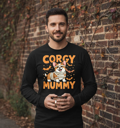 Corgy Mummy corgi Long Sleeve Tee Black lifestyle mockup