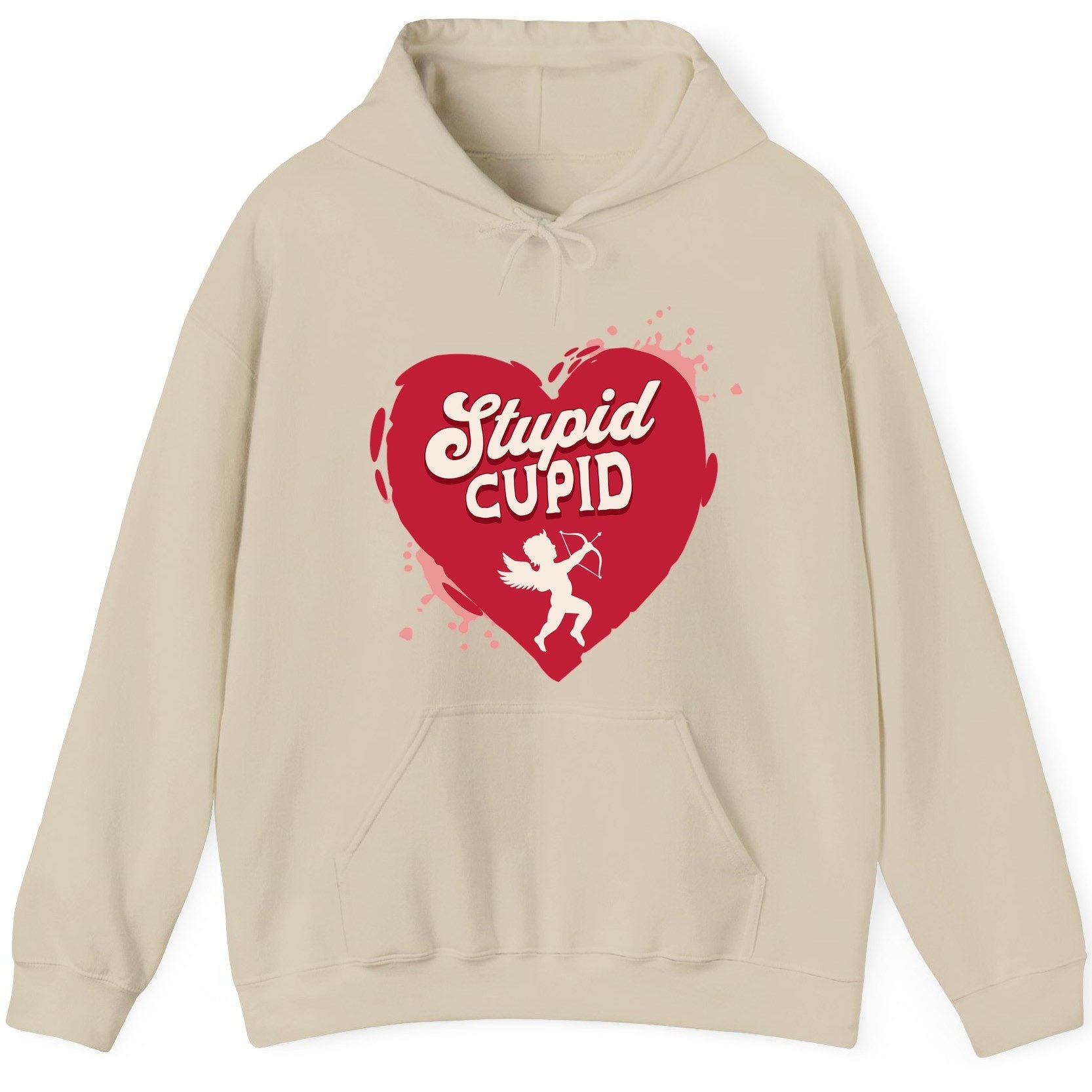 Stupid Cupid anti-Valentine's Day Hoodie Sand product mockup