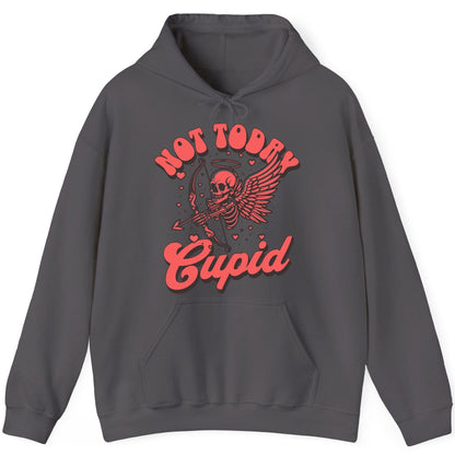 Not Today Cupid skeletal cupid Hoodie Charcoal product mockup