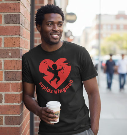Cupids Wingman cupid T-Shirt Black lifestyle mockup