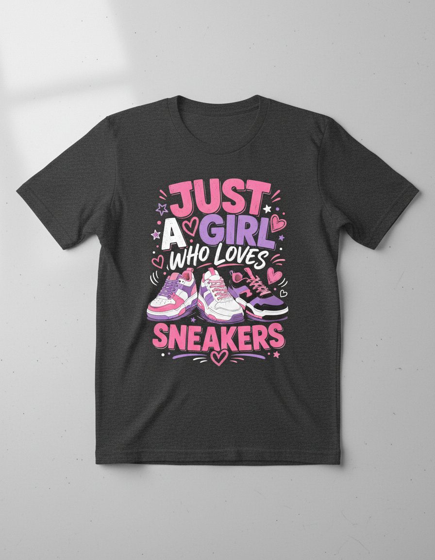 Sneakers Sneakerhead Girls T-Shirt - product mockup - Dark Heather