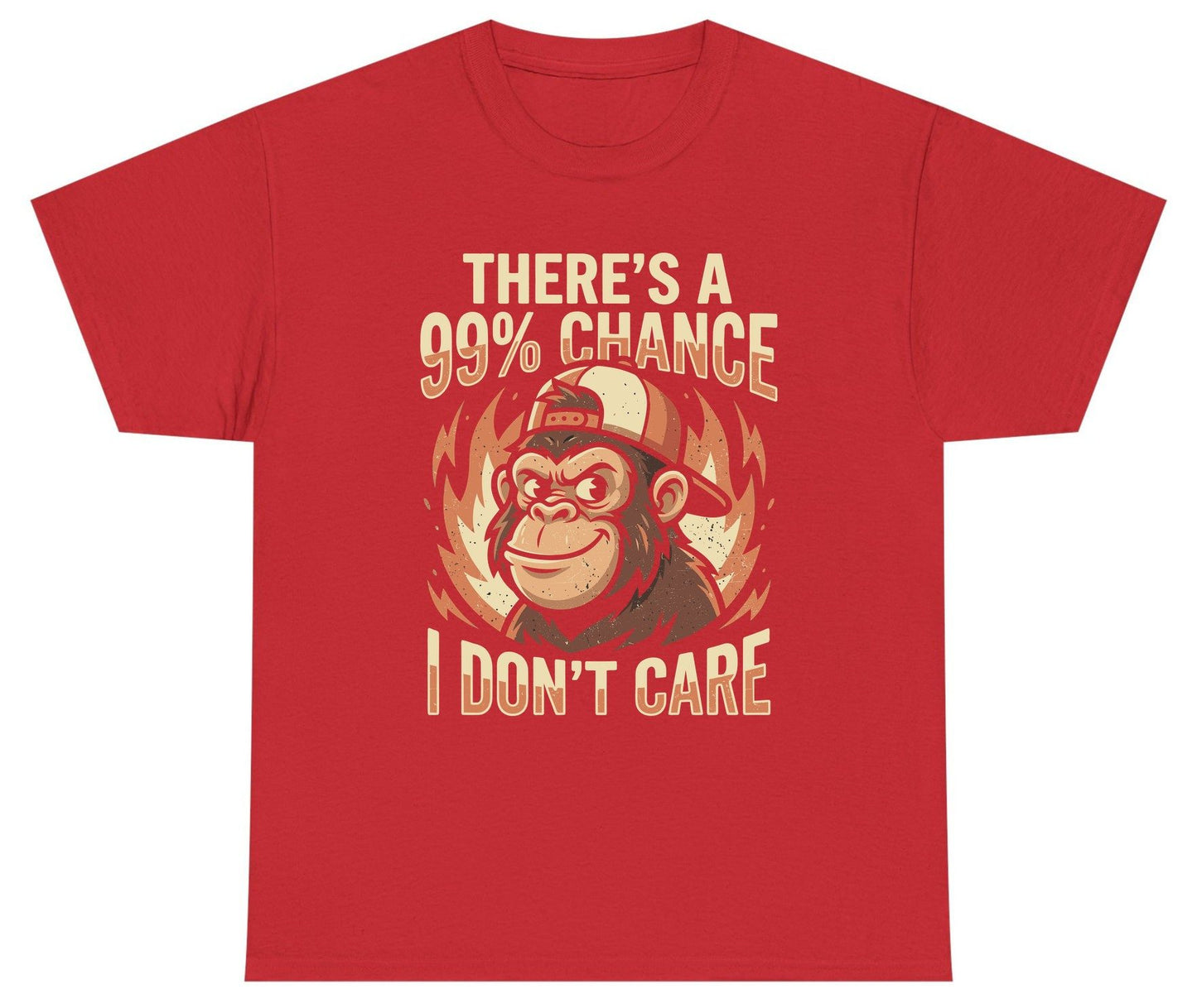 There's a 99% Chance I Don't Care monkey Youth T-Shirt Red product mockup