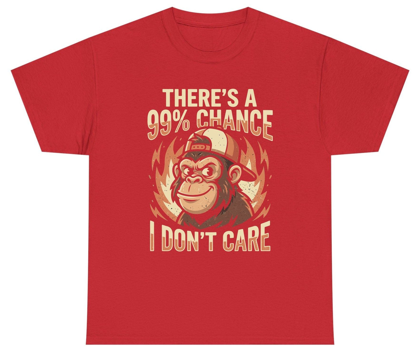 There's a 99% Chance I Don't Care monkey Youth T-Shirt Red product mockup