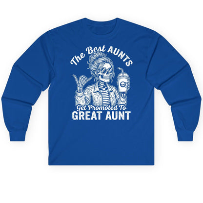 The Best Aunts Get Promoted to GREAT AUNT Long Sleeve Tee - product mockup - Royal
