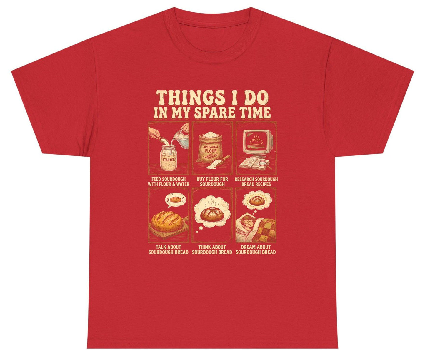 Things I Do in My Spare Time sourdough bread baking Youth T-Shirt Red product mockup