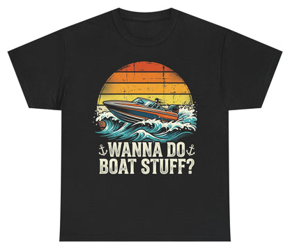 WANNA DO BOAT STUFF Funny Boating Youth T-Shirt - product mockup - Black