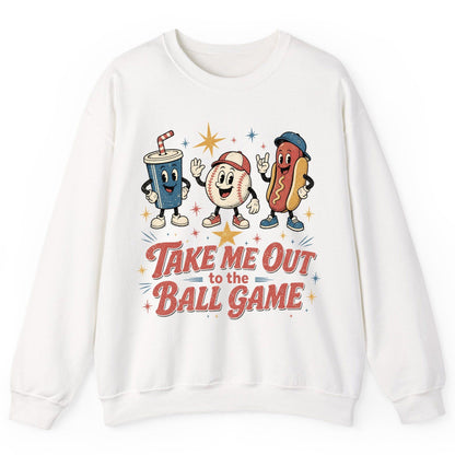 Take Me Out to the Ball Game Retro Baseball Sweatshirt - product mockup - White