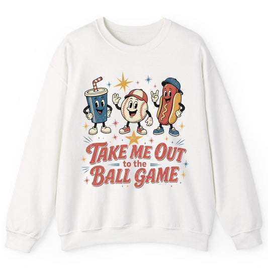 Take Me Out to the Ball Game Retro Baseball Sweatshirt - product mockup - White