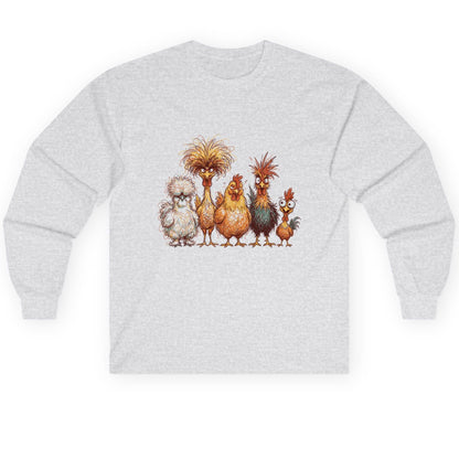 Funny Scribble Art Chickens chickens Long Sleeve Tee Ash product mockup