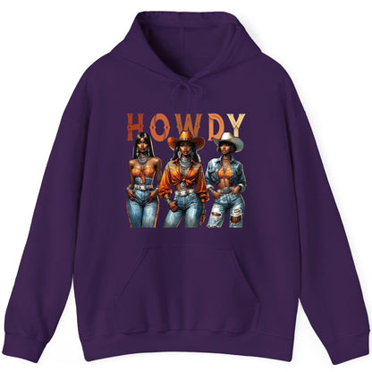 Howdy black cowgirls Hoodie Purple product mockup
