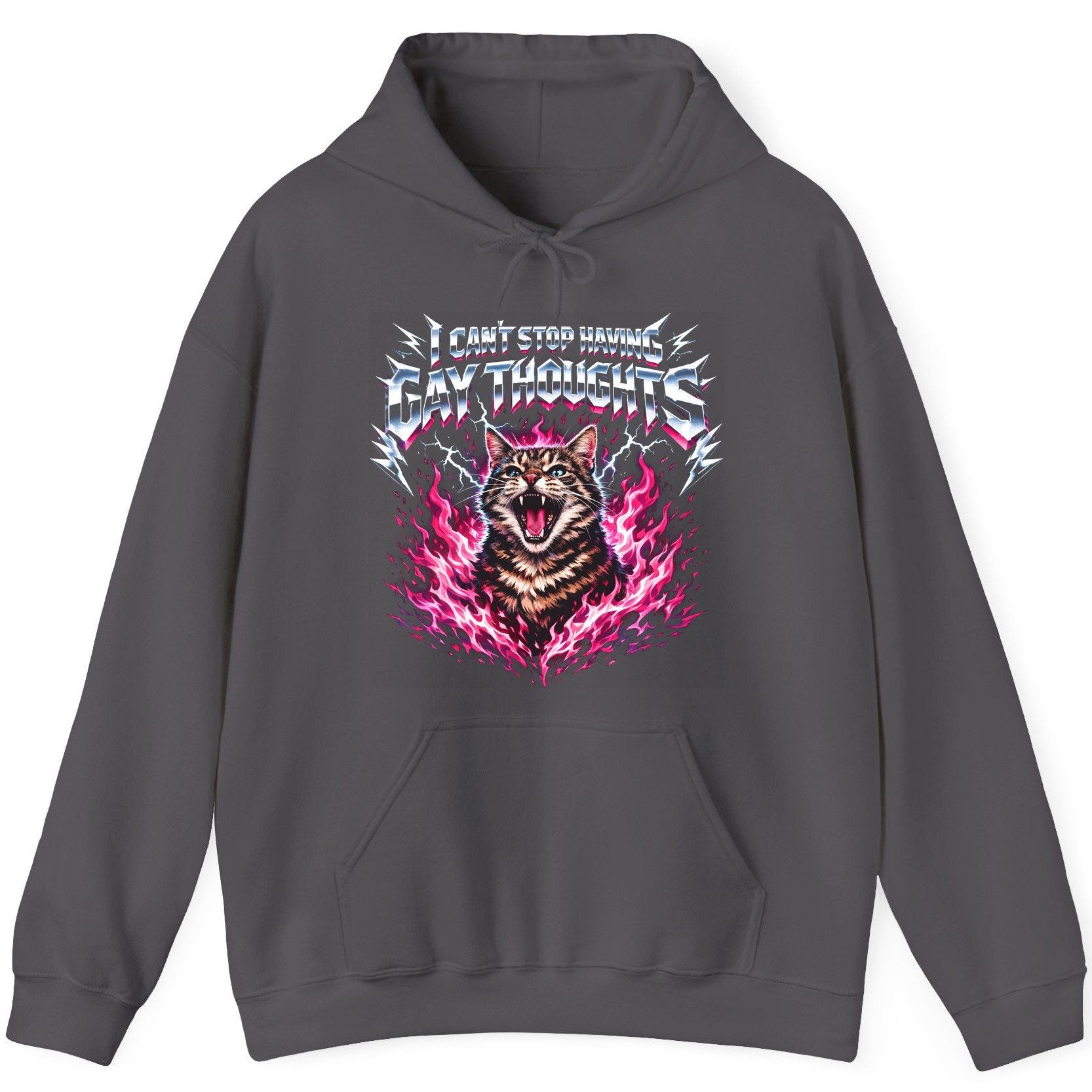 I Can't Stop Having Gay Thoughts cat Hoodie Charcoal product mockup