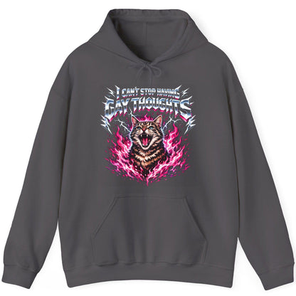 I Can't Stop Having Gay Thoughts cat Hoodie Charcoal product mockup