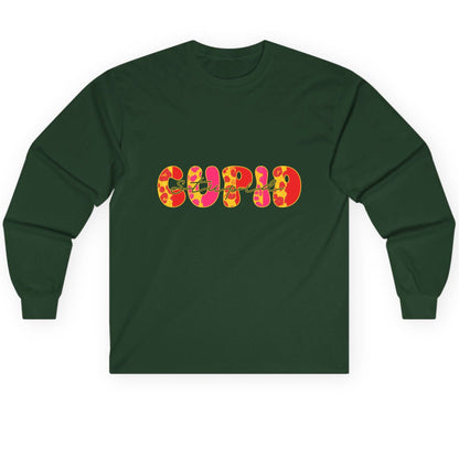 Stupid Cupid anti-Valentine's Day Long Sleeve Tee Forest Green product mockup