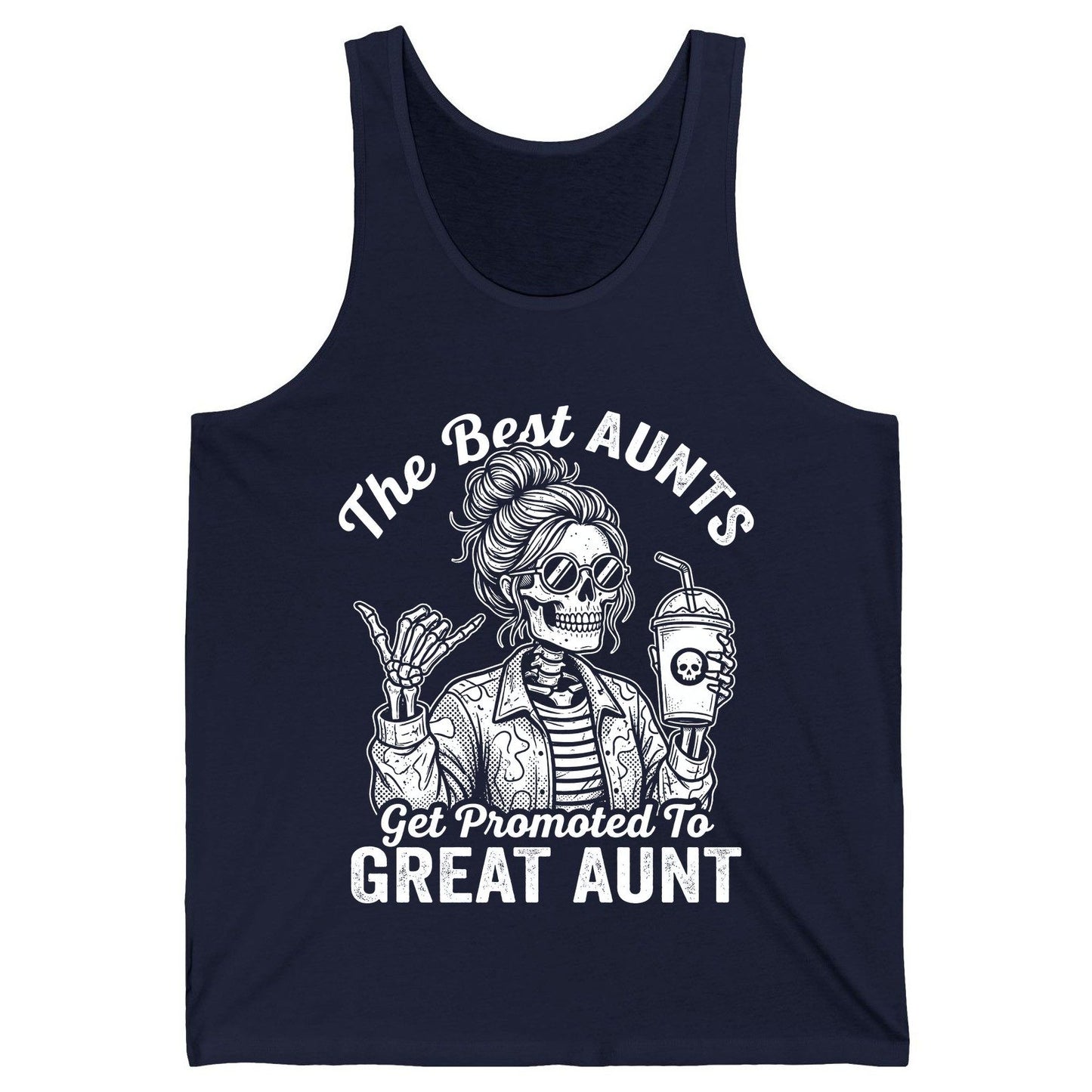 The Best Aunts Get Promoted to GREAT AUNT Funny Announcement Tank Top - product mockup - Navy