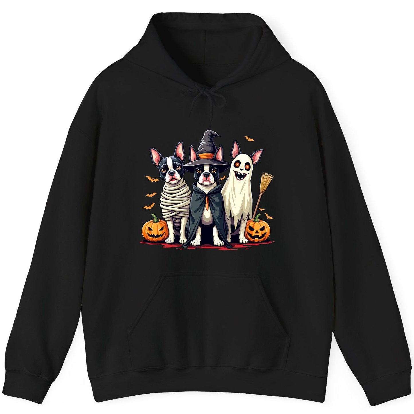 Halloween Boston Terrier Trio boston terrier Hoodie Black product mockup
